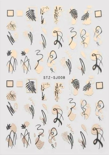 Nagelsticker - Aufkleber selbstklebend - Nail Sticker - Schwarz Gold Herbst 